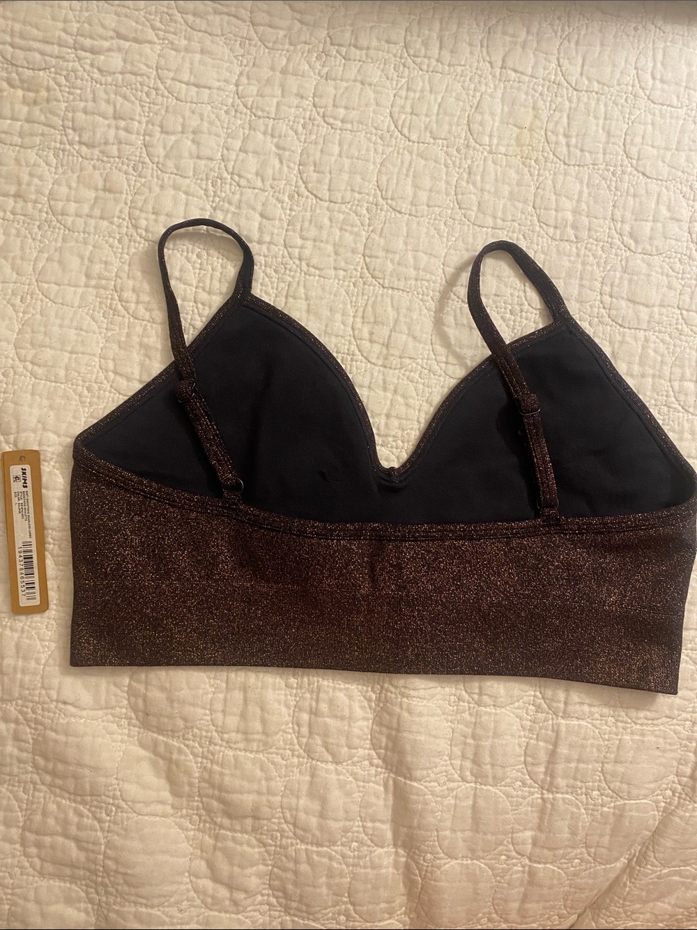 SKIMS Shimmery Bralette in Dark Brown - Picture 2 of 7